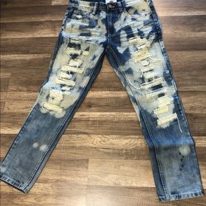 Bleached ripped jeans